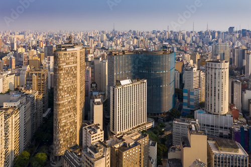 São Paulo, historic buildings in downtown Sao Paulo, seen from above, Brazil