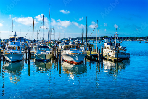 Motorboats Yachts Padanaram Harbor Dartmouth Massachusetts