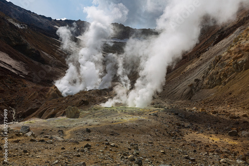 Kamchatka, the first crater with fumaroles of the Mutnovsky volcano