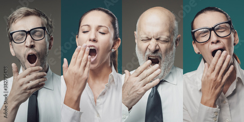 Lazy different business people yawning