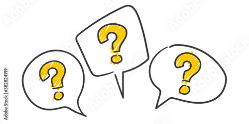 Strichfiguren: question marks, speech bubbles