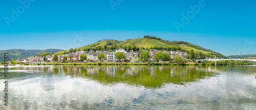 panoramic view to village of Zell at the Moselle valley in Germany