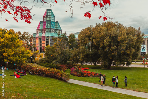 Major's Hill Park and National Gallery of Canada in Ottawa Ontario Canada in the Fall