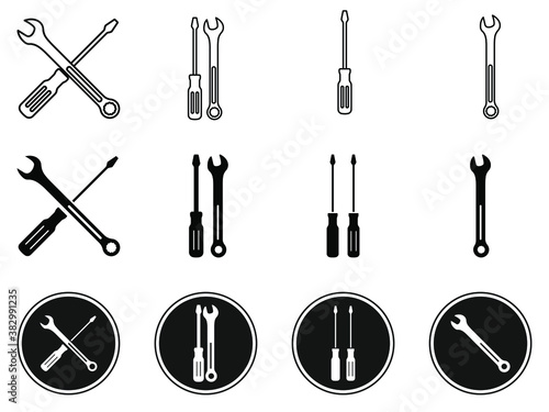 Wrench and screwdriver icon. Service tools vector. vector illustration