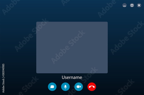 Video call app user interface. Video chat window. Remote communication program template