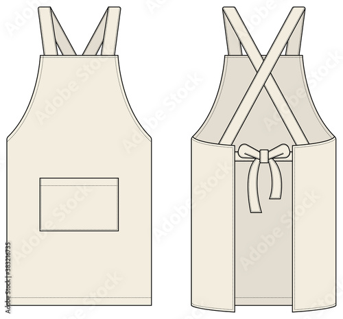 Apron vector template illustration (front/back) / natural