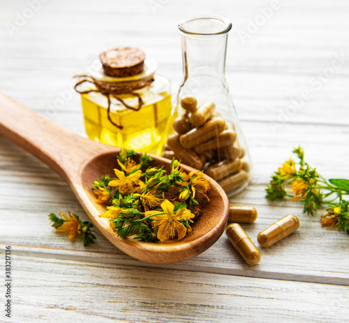 St. John's wort, herbal medical pills