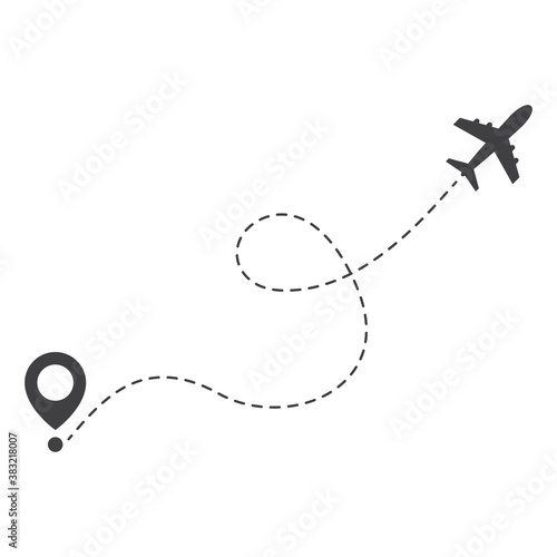 Airplane Line Path Vector Icon
