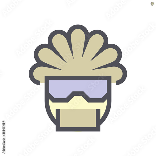 Doctor or scientist character icon. That wearing special personel protective equipment (PPE) for the coronavirus (covid-19) outbreak treat patient. Vector illustration line icon design. 48x48 pixel.