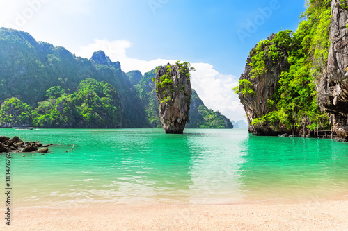 Travel photo of James Bond island in Phang Nga bay, Thailand.