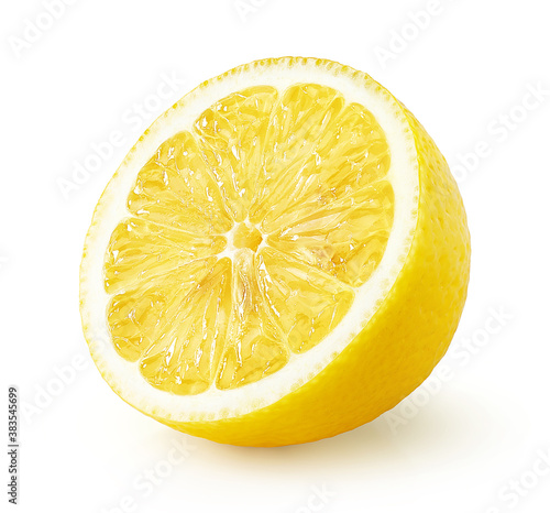 Half of ripe lemon fruit isolated on white background