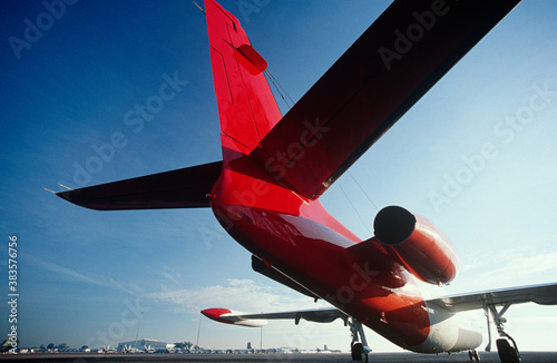 Rear view Westwind twin-engine jet aeroplane