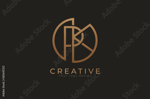 Abstract initial letter P and K logo, usable for branding and business logos, Flat Logo Design Template, vector illustration