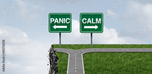 Panic and calm psychology concept as a concept for staying in control or panicking and managing stress with 3D illustration elements.