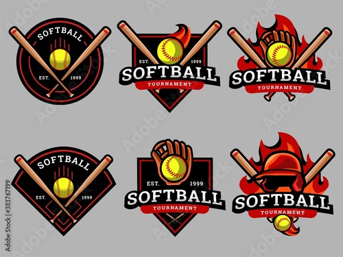 Set of softball Logo. Softball logo and badge. Softball vector illustration