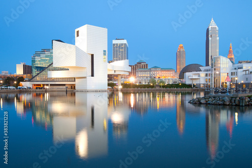 Cityscape of Cleveland harbor, USA