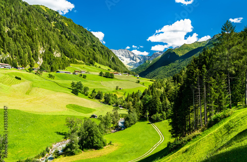Landscape of the Austrian Alps in Tyrol at St. Jodok am Brenner