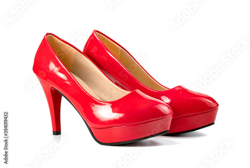 red high heels shoe isolated on white background