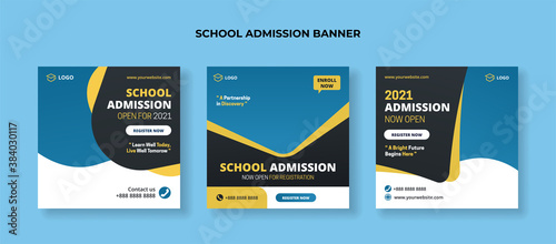School admission social media post template. Suitable for junior and senior high school promotion banner