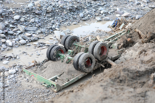 Wheels Of A Destroyed Truck