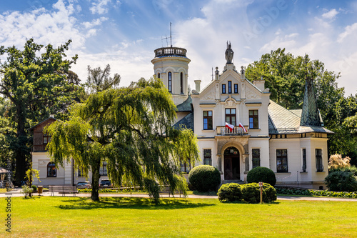 Panoramic view of historic manor house and museum of Henryk Sienkiewicz, polish novelist and journalist, Nobel Prize winner, in Oblegorek in Poland