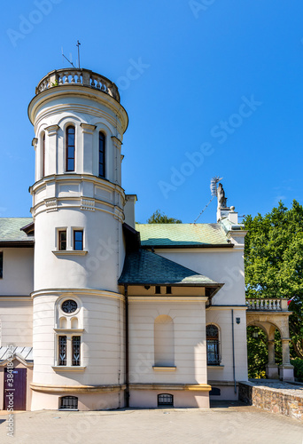 Side view of historic manor house and museum of Henryk Sienkiewicz, polish novelist and journalist, Nobel Prize winner in Oblegorek, Poland