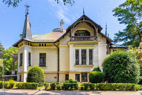 Side view of historic manor house and museum of Henryk Sienkiewicz, polish novelist and journalist, Nobel Prize winner in Oblegorek, Poland