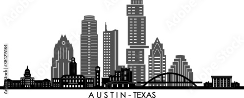 AUSTIN Texas SKYLINE City Outline Silhouette