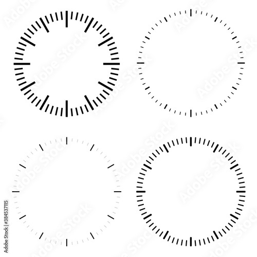Clock dial face vector illustrations set