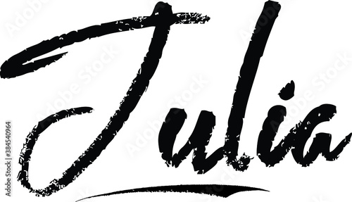 Julia-Female name Brush Calligraphy on White Background