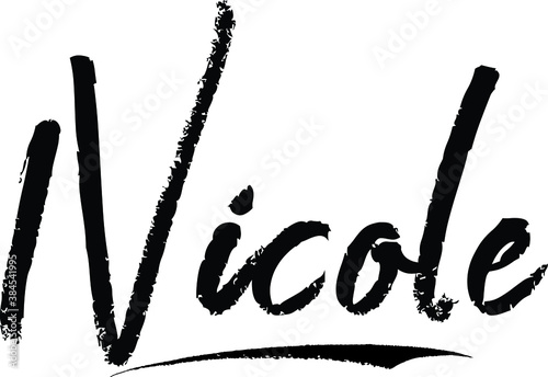 Nicole-Female name Brush Calligraphy on White Background