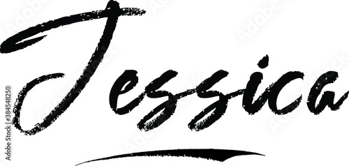 Jessica Female name Modern Brush Calligraphy on White Background