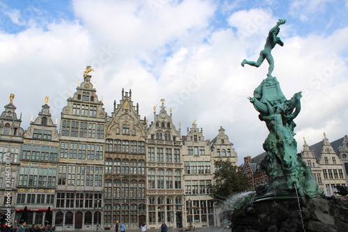 Antwerp, Belgium in October 2019: beautiful old buildings around the great market place in Antwerp