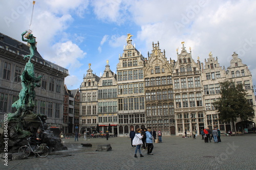 Antwerp, Belgium in October 2019: beautiful old buildings around the great market place in Antwerp