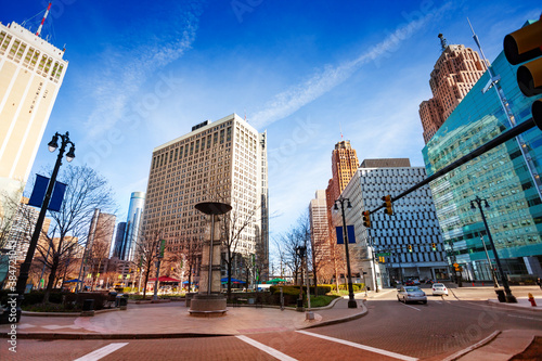 Campus Martius park and square in Detroit, Michigan USA