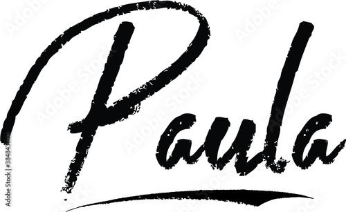 Paula-Female name Modern Brush Calligraphy on White Background