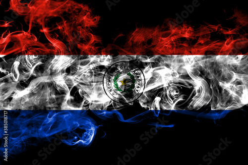 Paraguay, Paraguayan smoke flag isolated on black background