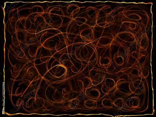 Background - fiery chaos, dark background and fiery single ribbons 