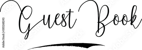 Guest Book Cursive Calligraphy Text Black Color Text On White Background