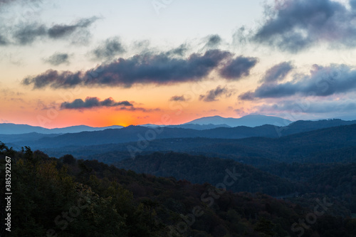 Amazing sunrise view from Beacon Heights Overlook, Linville, NC