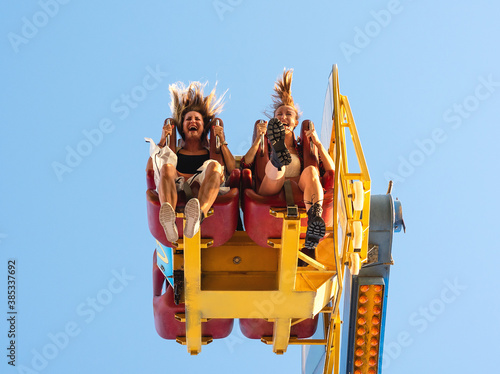 Two excited women at Fabbri Booster attraction