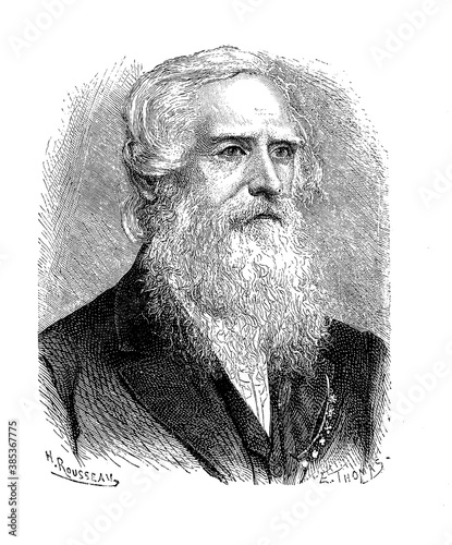 Engraving portrait of Samuel Morse (1791 - 1872) inventor and painter, co-developer of the Morse code for thelegraphy