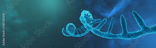 Coronavirus RNA strand. Medical illustration. 3D rendering