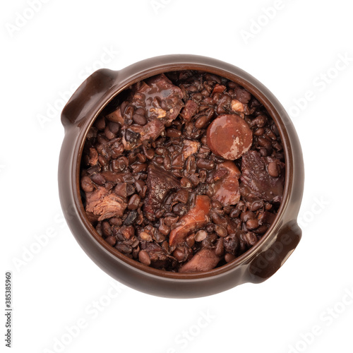 Typical brazilian feijoada isolated over white background