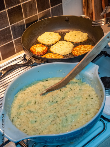 Polish potato pancakes, known as placki kartoflane or placki ziemniaczane in Polish.