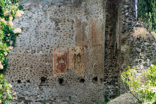 Garden of Ninfa and ruins of the medieval city Ninfa in Italy in the province of Latina