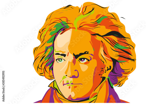 colored pop art portrait of Ludwig van Beethoven 