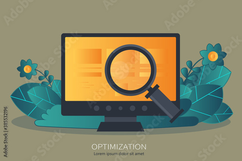 Website SEO (search engine optimization) analysis and process flat vector concept