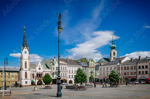 Krakonosovo square is the main square of old town, Trutnov, Czech Republic– May 30, 2020