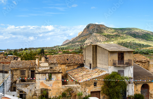 Landscape with old houses of ancient village Parrini, municipality of Partinico, province of Palermo, Sicily, Italy